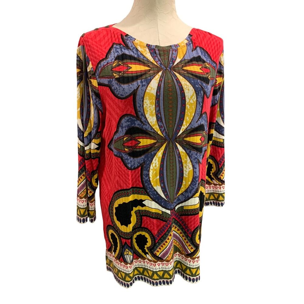 Medium Multiples Tunic Top Womens Vibrant Color Soft Abstract